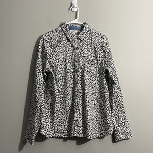 Croft & Barrow Women’s XL Black White Floral Print Long Sleeve Top Classic Boho